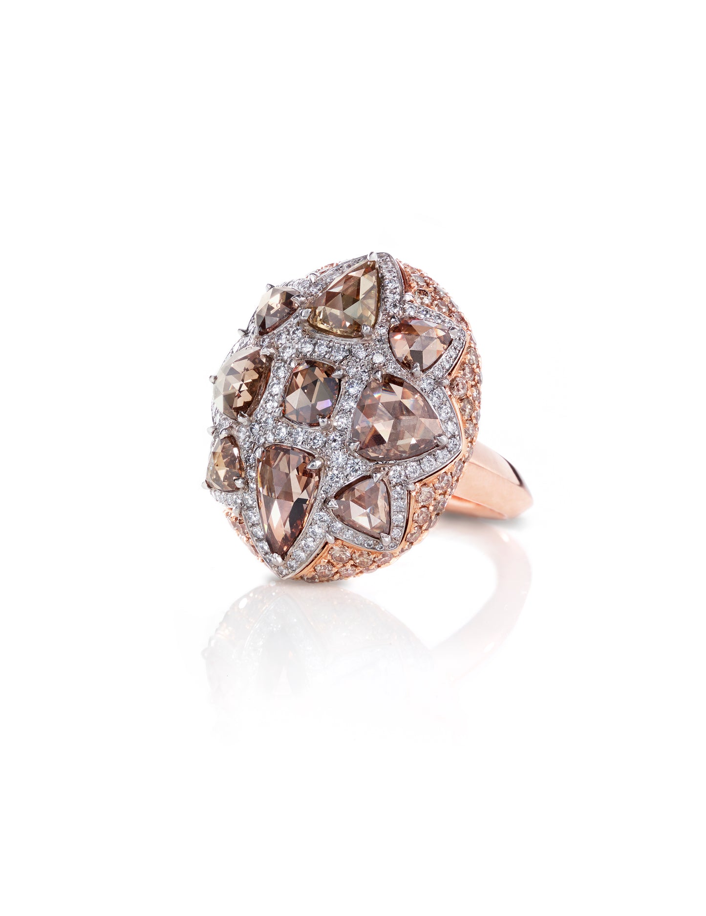 Brown & White Diamond "Starburst" Ring