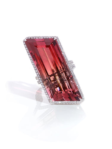 Tri-Color Tourmaline and Diamond Ring
