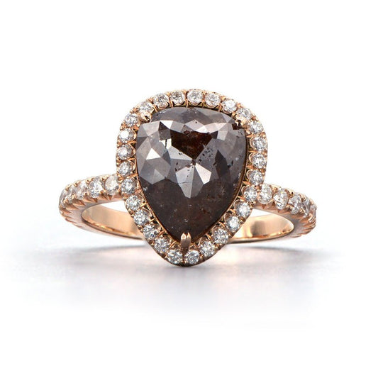 Rose Gold Rose Cut Brown Diamond Ring