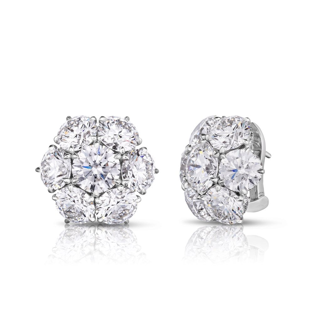 Seven Stone Diamond Cluster Earrings