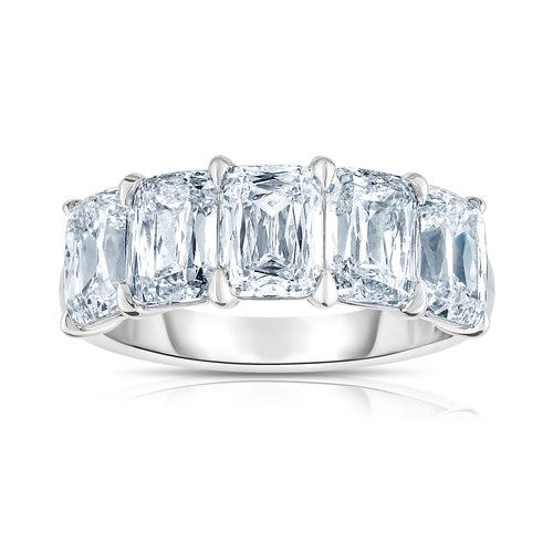 Five Stone Mixed Cut Platinum Band Ring