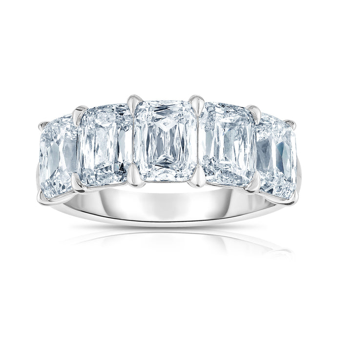 Five Stone Mixed Cut Platinum Band Ring