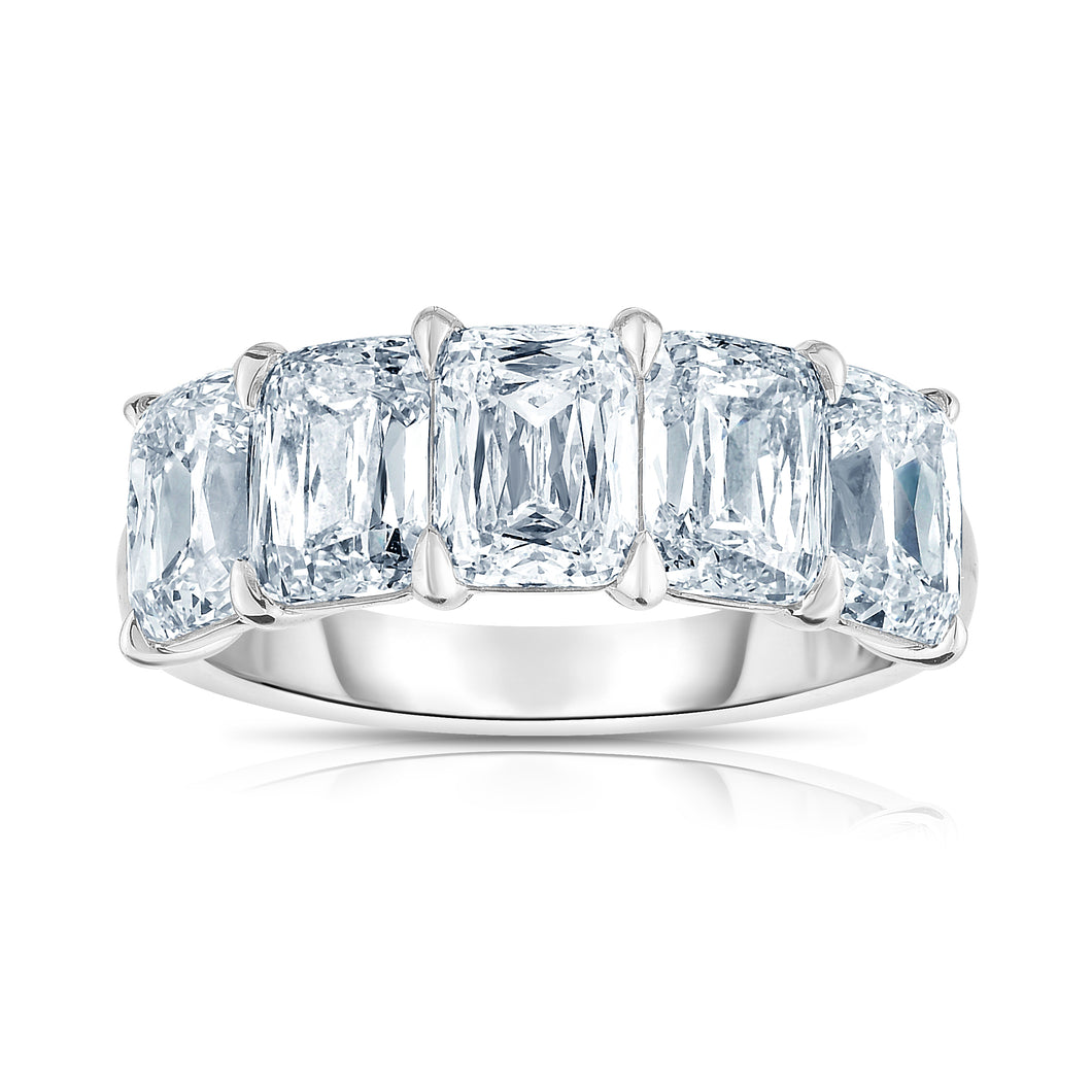Five Stone Mixed Cut Platinum Band Ring
