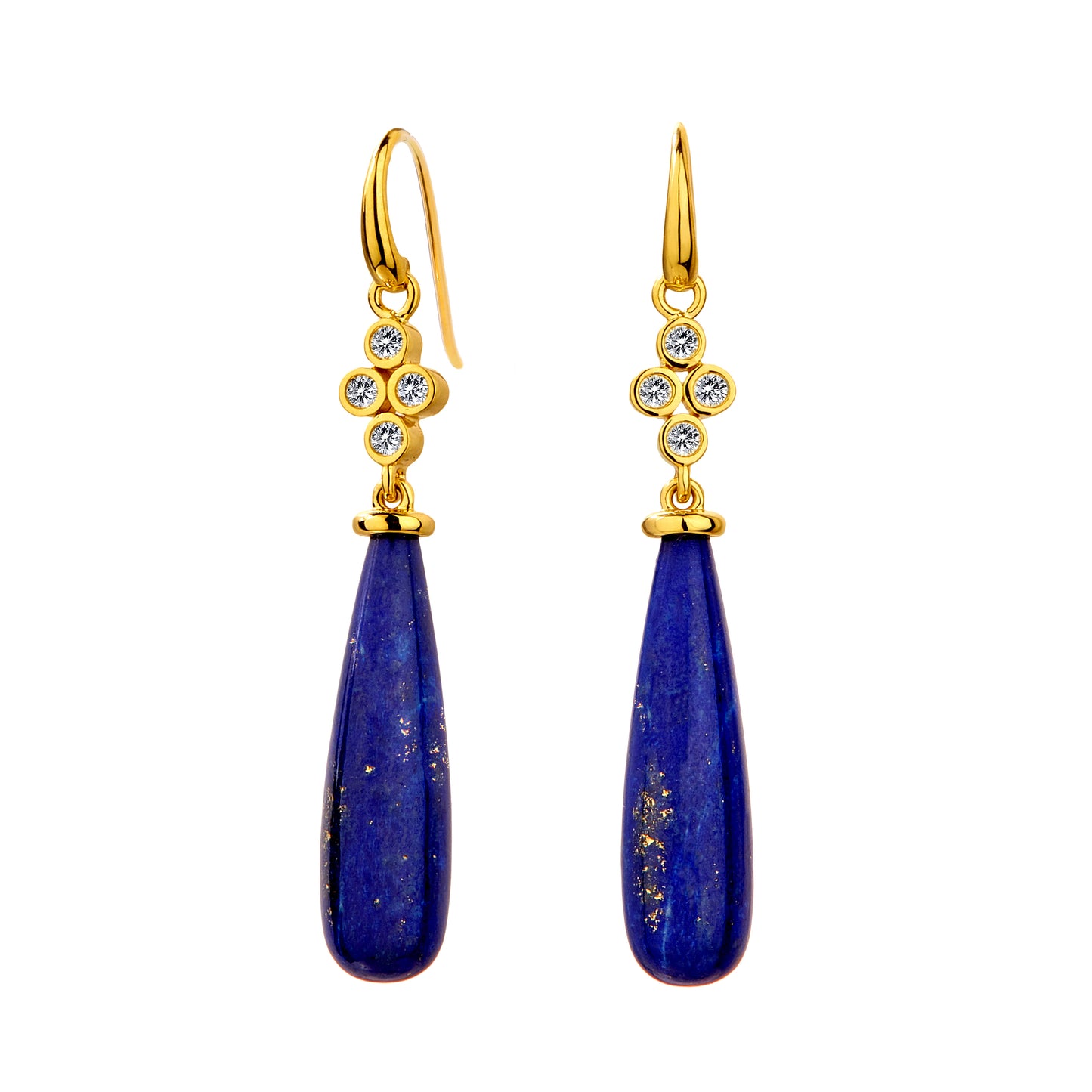 Lapis and Champagne Diamond Drop Earrings