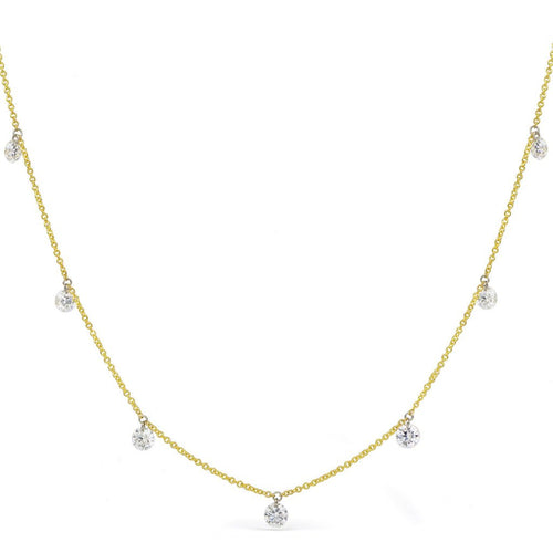Seven Stone Drilled Diamond Necklace