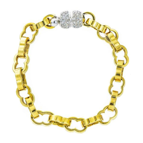 Solid 18K Gold & Diamond Cable Bracelet
