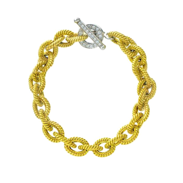 Solid 18K Gold Bracelet with Diamond Toggle Clasp