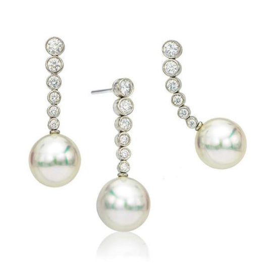 South Sea Pearl and Diamond Drop Earrings