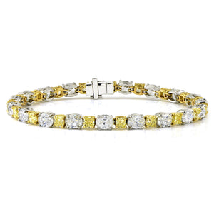 Yellow & White Diamond Bracelet in Platinum and 18K White Gold