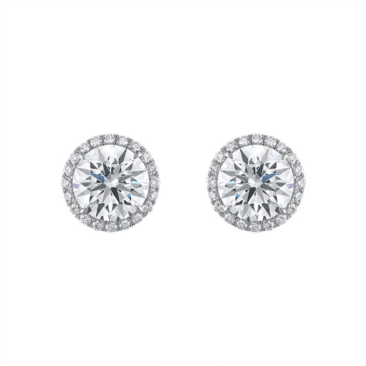 Diamond Studs With Micro Pave Halo