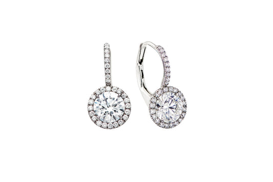 Diamond Halo Drop Earrings