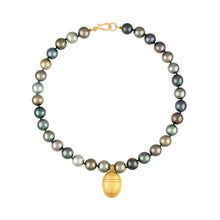 Load image into Gallery viewer, Tahitian Pearl and 22K Gold Scarab Necklace