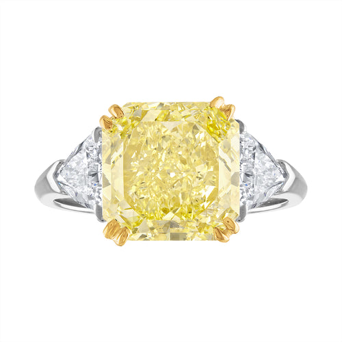 Yellow and White Diamond Three Stone Ring