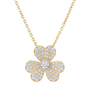 Floral Diamond Necklace in 18K Yellow Gold