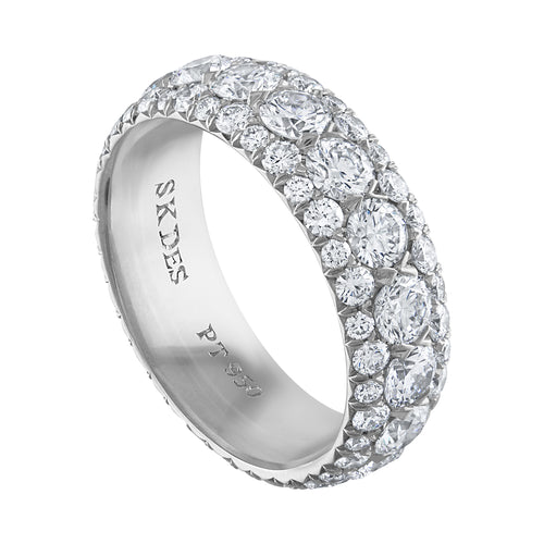 Three Row Diamond Ring in Platinum