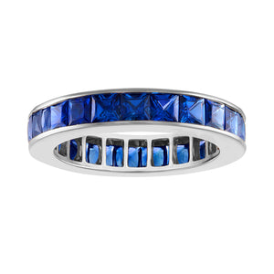 Channel Set Sapphire Band Ring Set in Platinum