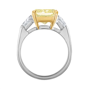 Yellow and White Diamond Three Stone Ring