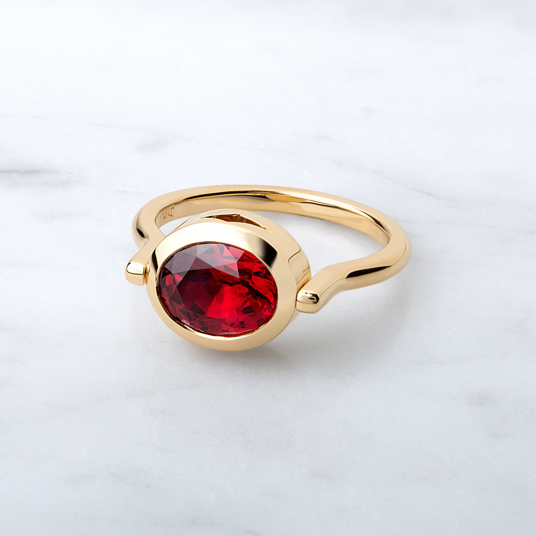 Red Spinel Swivel Ring