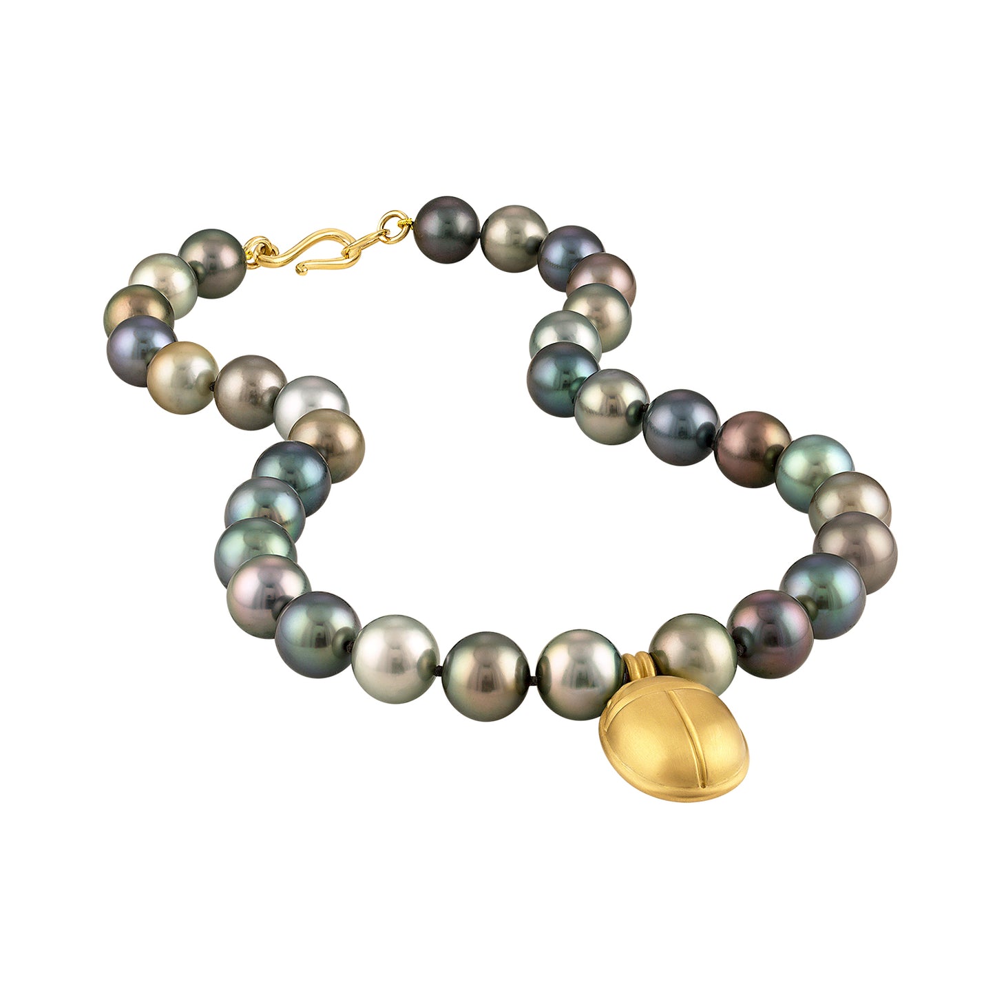 Tahitian Pearl and 22K Gold Scarab Necklace