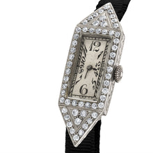 Load image into Gallery viewer, Diamond Encrusted Art Deco Watch in Platinum