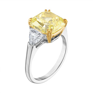 Yellow and White Diamond Three Stone Ring