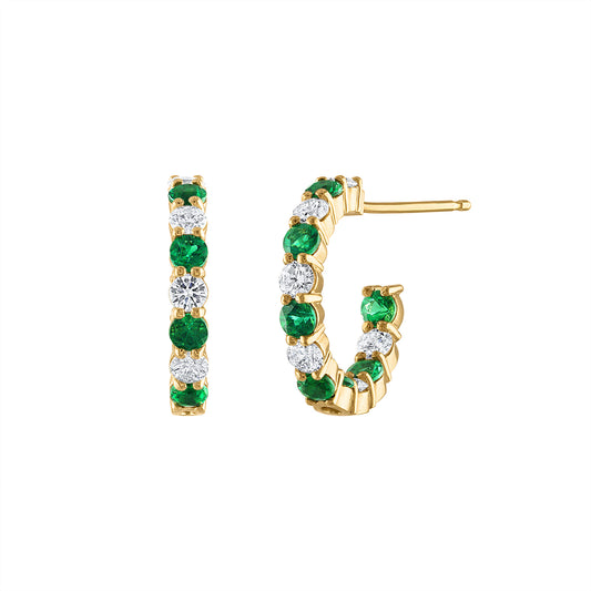 Emerald and Diamond Hoop Earrings