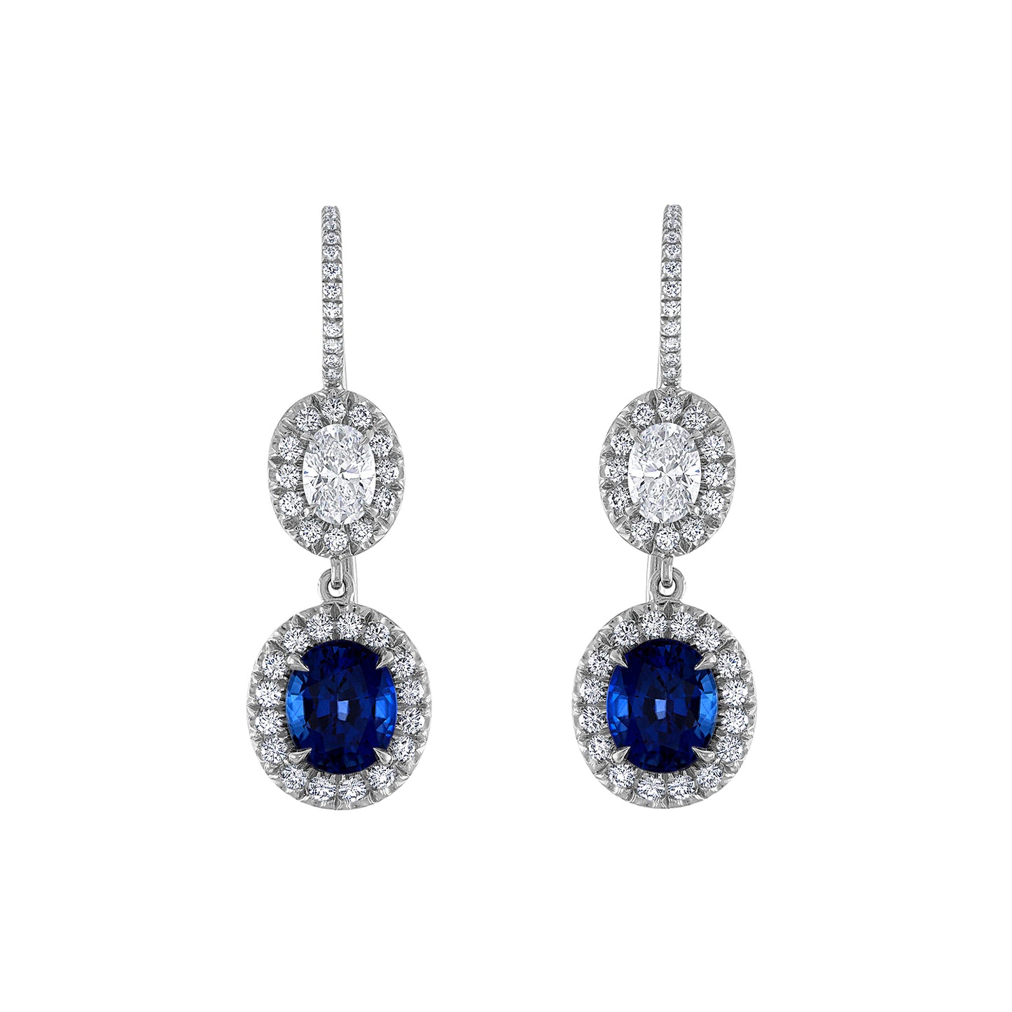 Diamond and Sapphire Drop Earrings