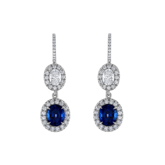 Diamond and Sapphire Drop Earrings