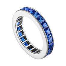 Load image into Gallery viewer, Channel Set Sapphire Band Ring Set in Platinum