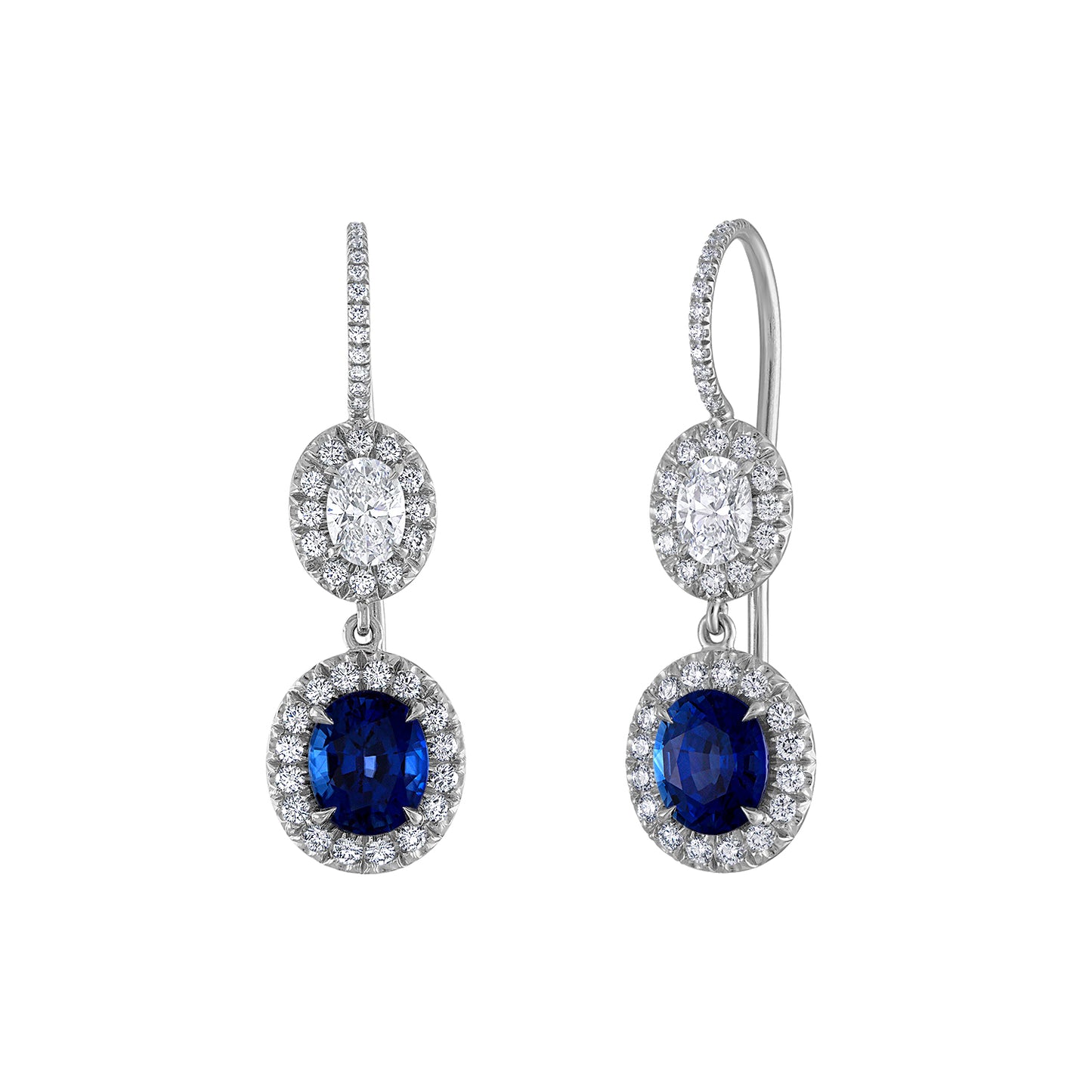 Diamond and Sapphire Drop Earrings