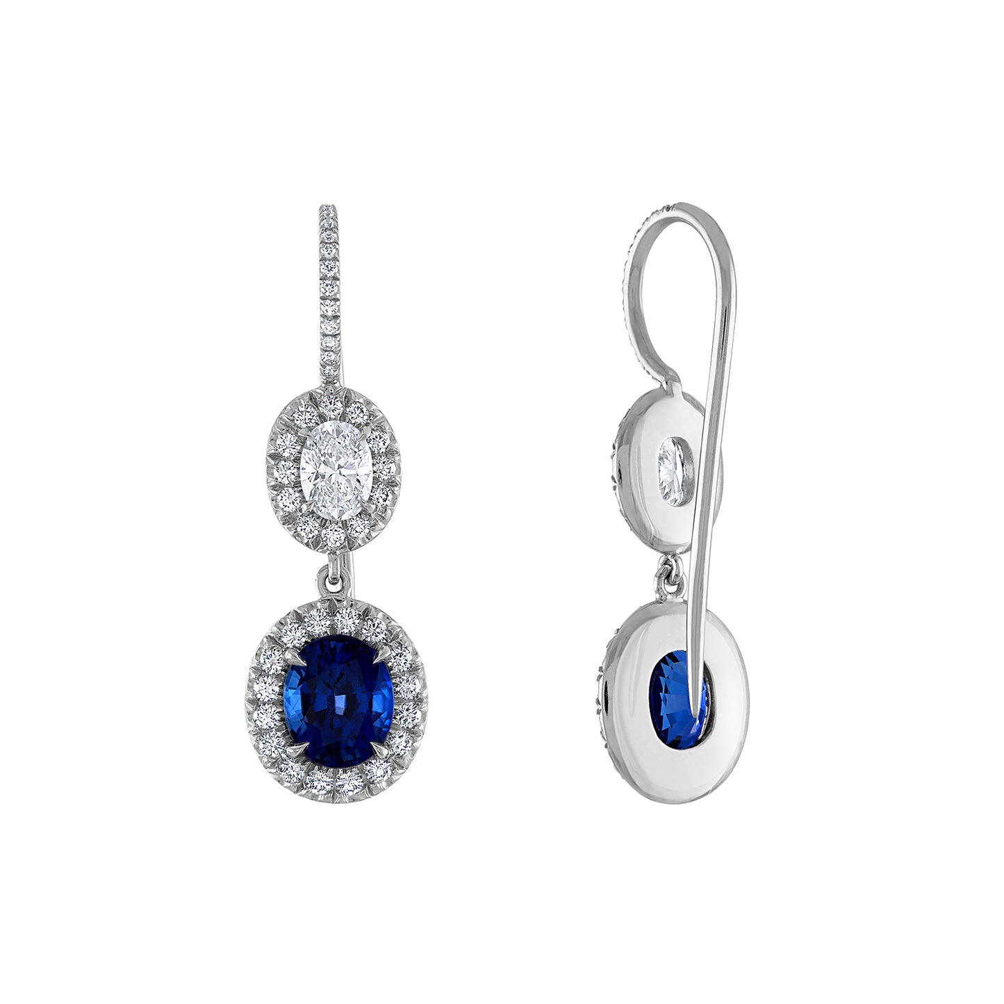 Diamond and Sapphire Drop Earrings