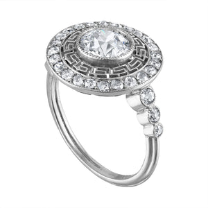 Diamond "Greek Key" Ring in Platinum