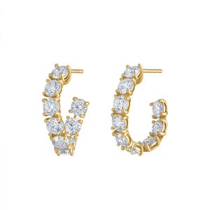 J Hoop Earrings in 18 Karat Yellow Gold