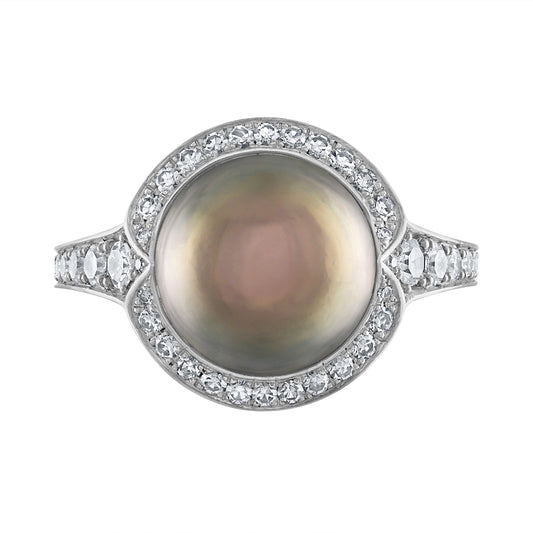 Natural Pearl and Diamond Ring