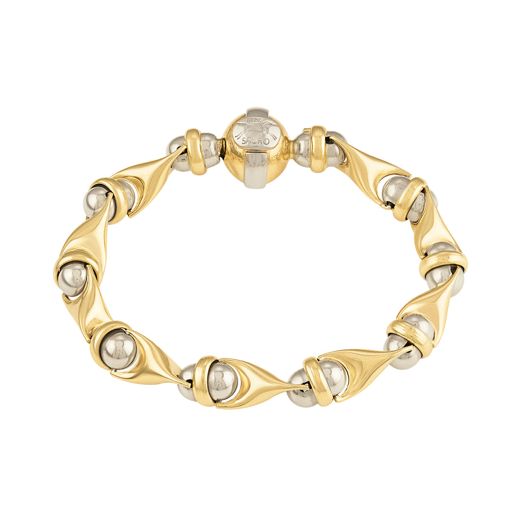 Vintage Palladium and Gold Bracelet by Sauro