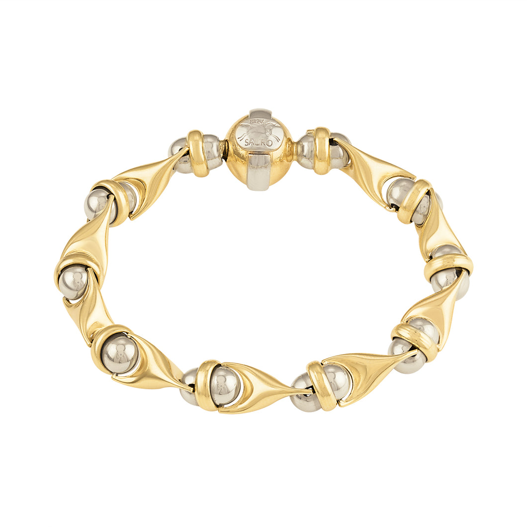 Vintage Palladium and Gold Bracelet by Sauro