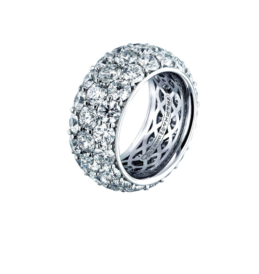 Three Row Diamond Band Ring