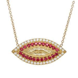 Marquise Yellow Diamond Evil Eye Necklace